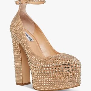 Steve Madden Beige Rhinestone Platform Heels